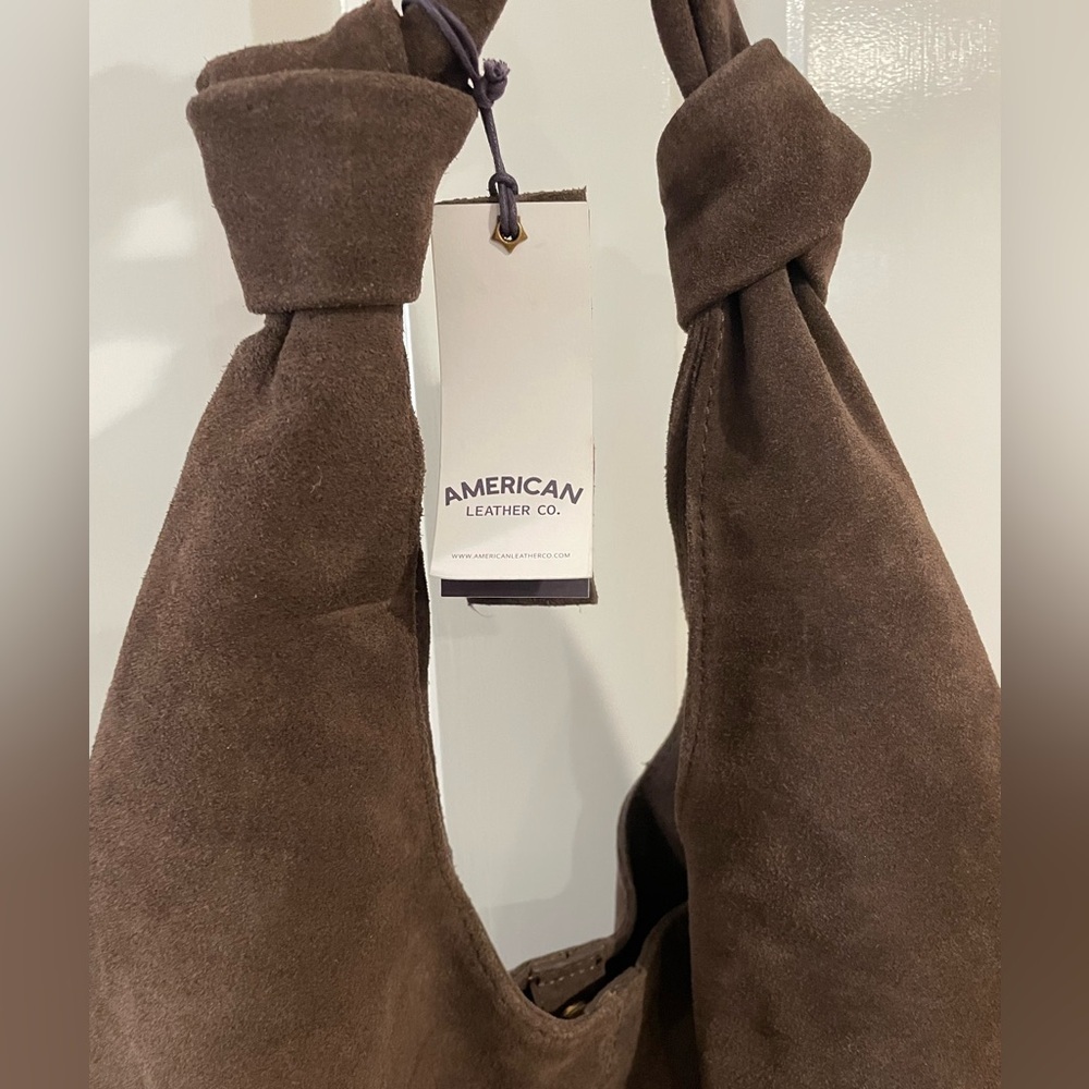 NWT American Leather Co. Marietta Knot Brown Suede Hobo Bag (MSRP $195) - Picture 5 of 7